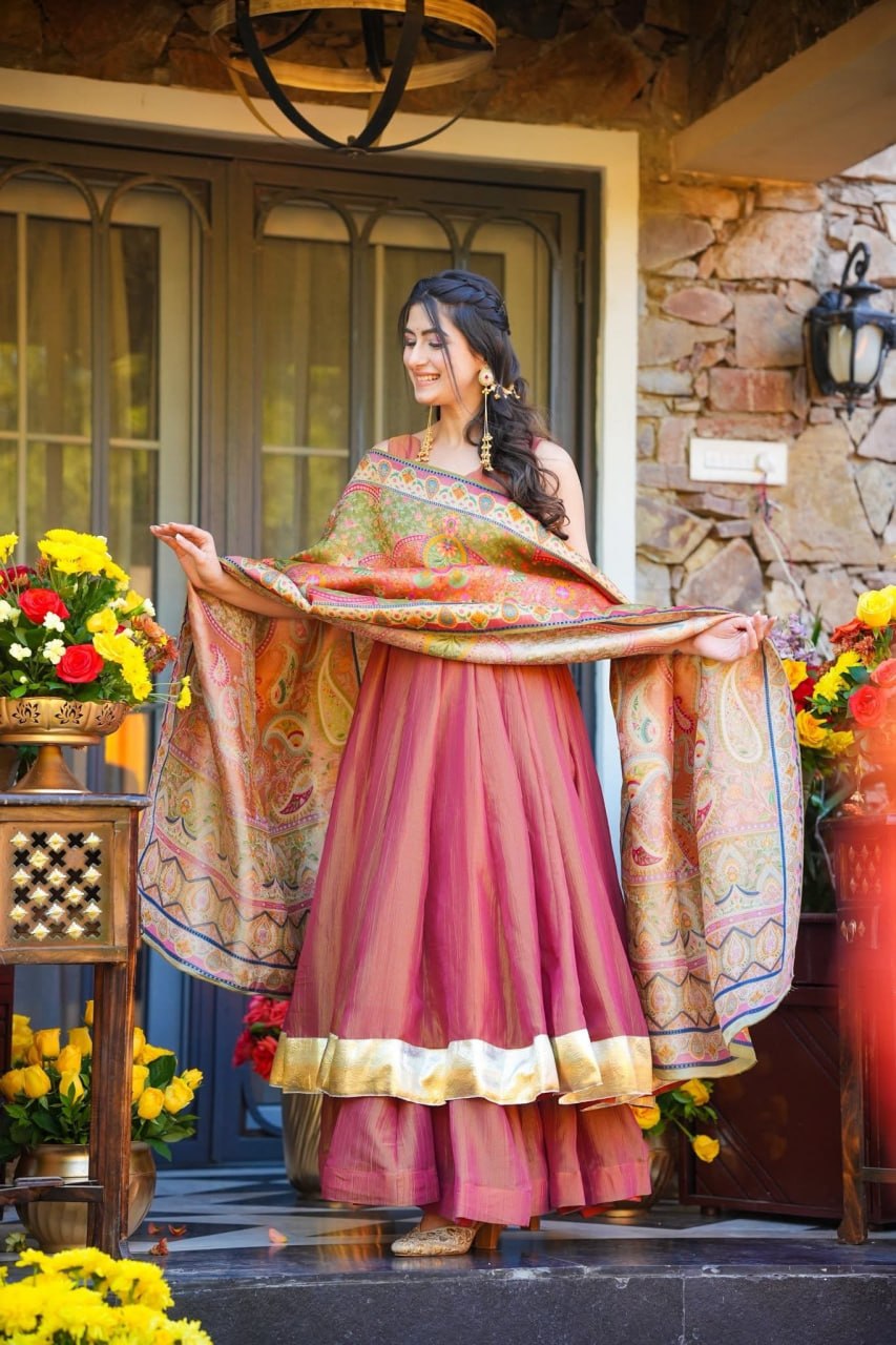 Festive Wear Pink Sharara Set with Designer Dupatta