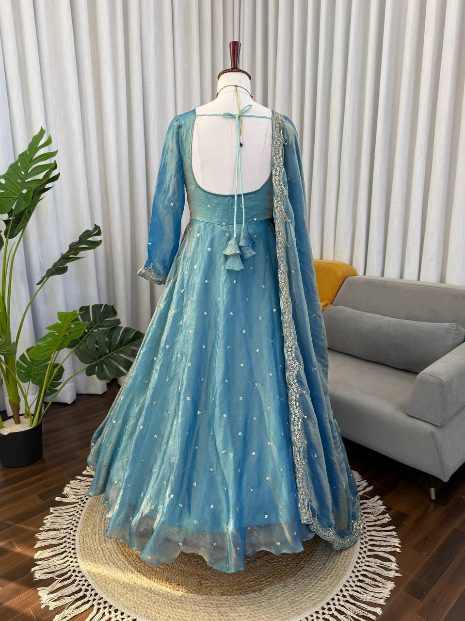 Beautiful Fendy Silk Thread With Sequence Work Gown